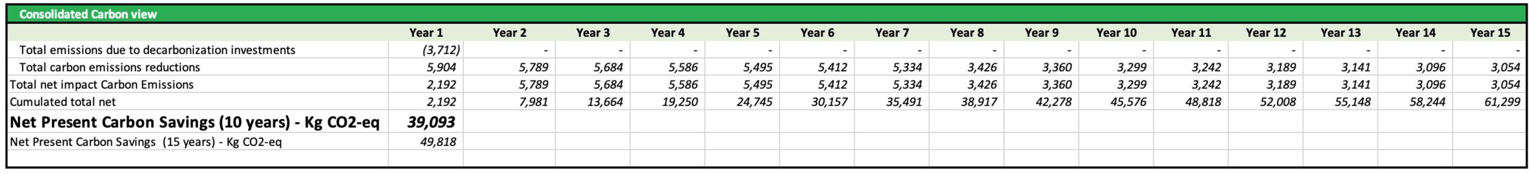 Total Net Present Carbon Savings for our family